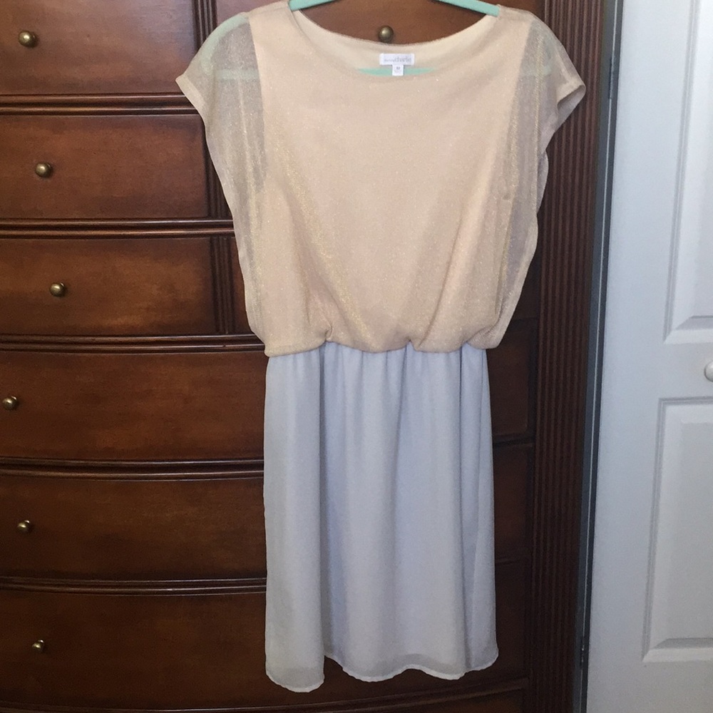 Charming Charlie Gold & Light Grey Dolman Dress